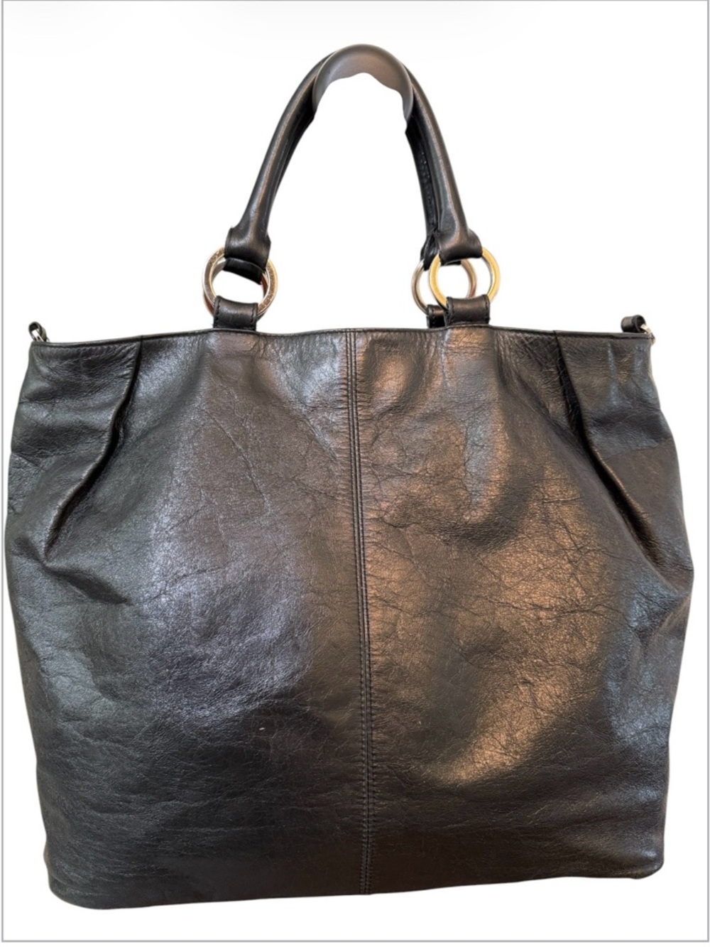 HOBO International Vintage Large Black Tote Leather Purse Bag